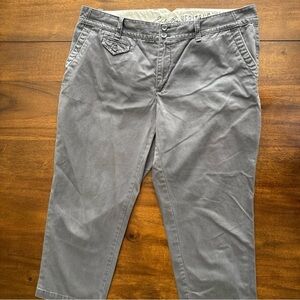 Eddie Bauer Cropped Pants Blakely Fit Women's 14 Gray Mid Rise Cotton Hiking